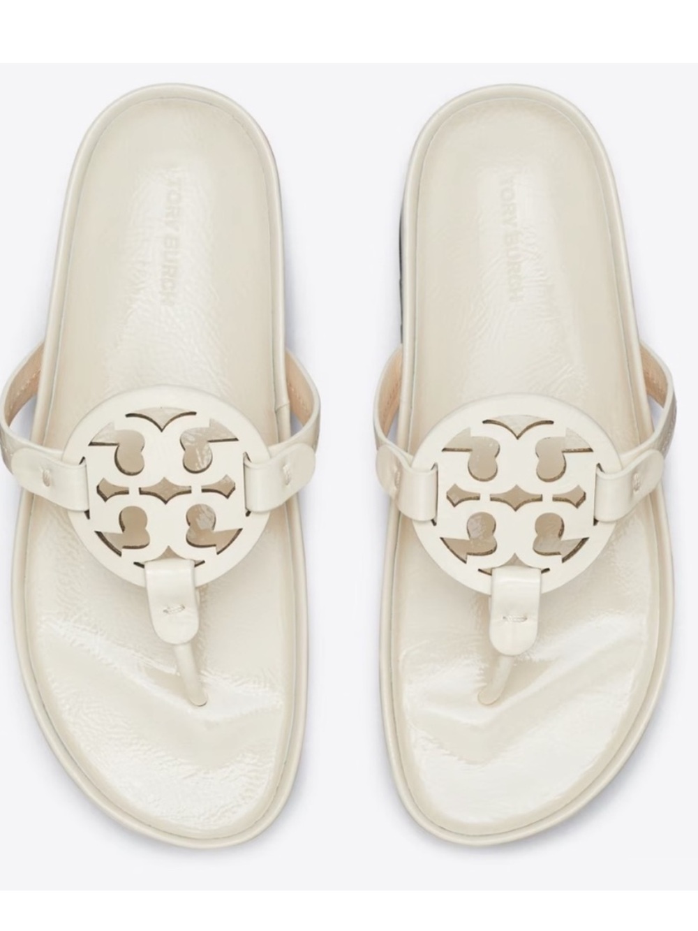 Tory Burch Cream Logo Thong Sandals